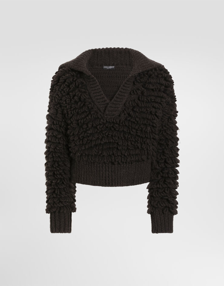 Dolce & Gabbana Fur-effect wool pullover Brown GXY86TJGMMW