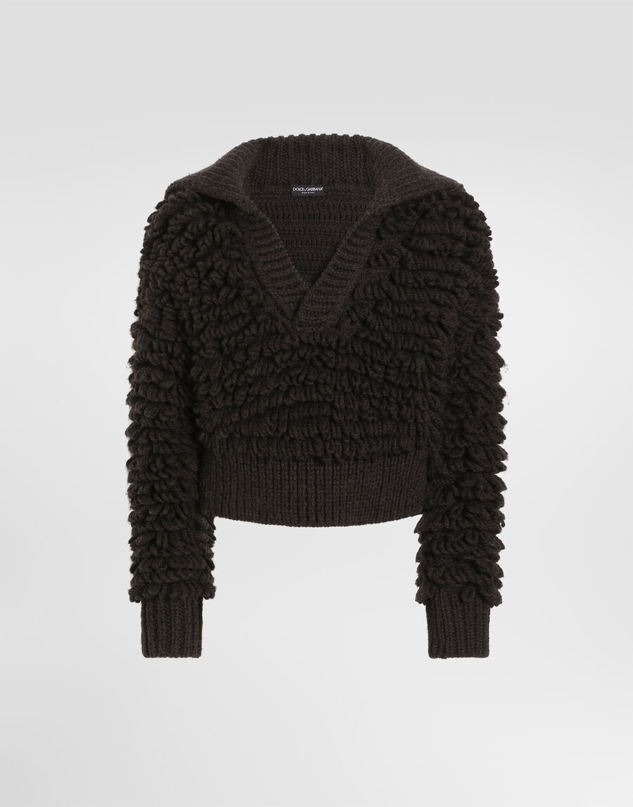 Fur-effect wool pullover