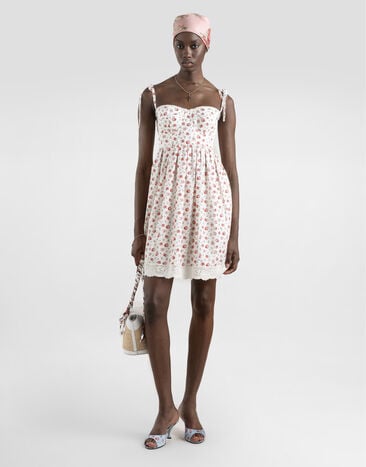 Dolce & Gabbana Small rose-print short poplin dress Multicolor F60F9THS5UB