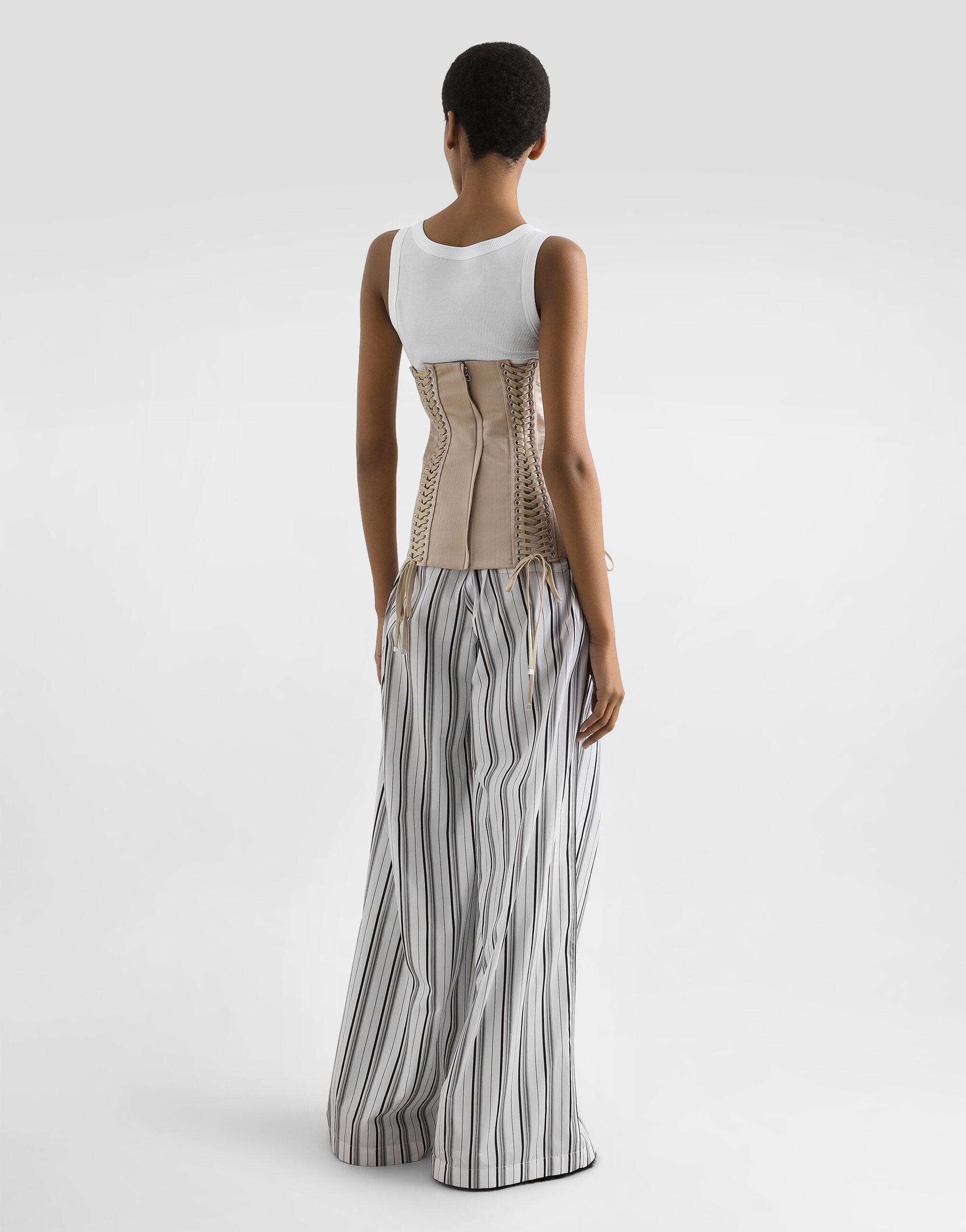 Ribbed cropped tank top in White for Women | Dolce&Gabbana®