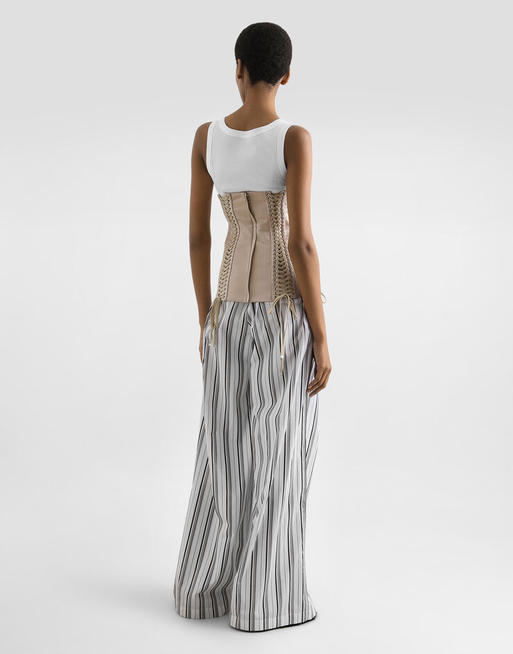 Dolce & Gabbana توب بلا أكمام قصير بتصميم مضلع White F8W40TFU7AV