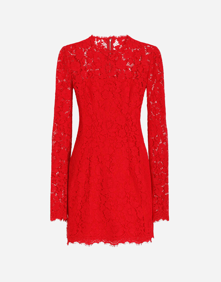 Dolce & Gabbana Abito corto in pizzo Bordeaux F6TJRTHLMII