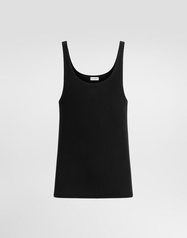 Dolce & Gabbana Débardeur en coton côtelé Noir M8C19JONN96