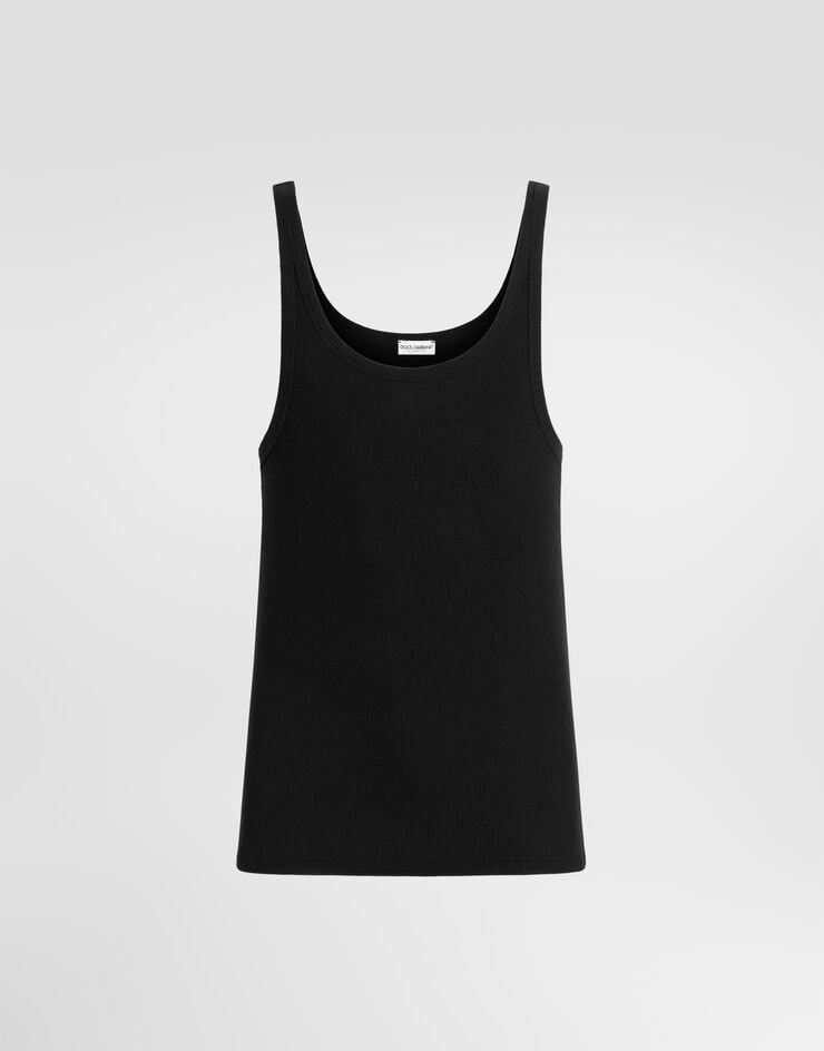 Dolce & Gabbana Fine-rib cotton singlet Black M8C19JONN96