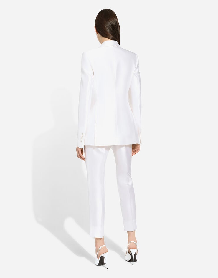 Dolce & Gabbana Single-breasted Mikado silk Turlington jacket White F29UCTFU1L6