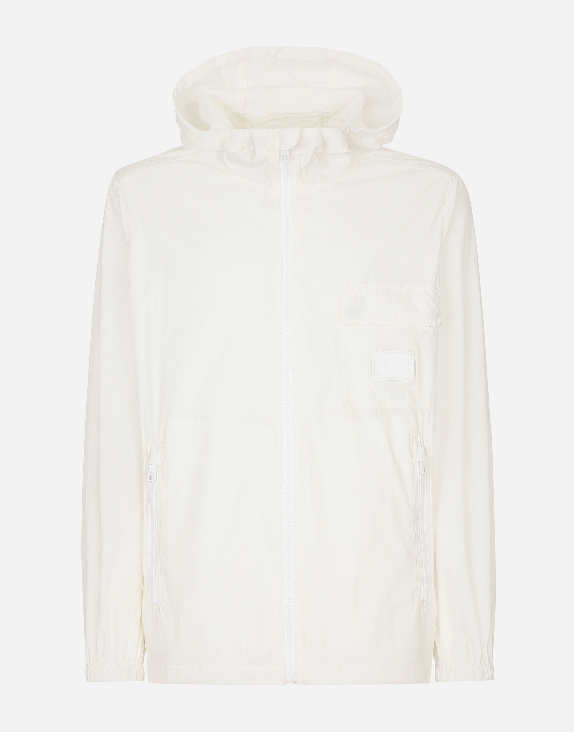 ホワイトのメンズ Poplin jacket with hood and tag