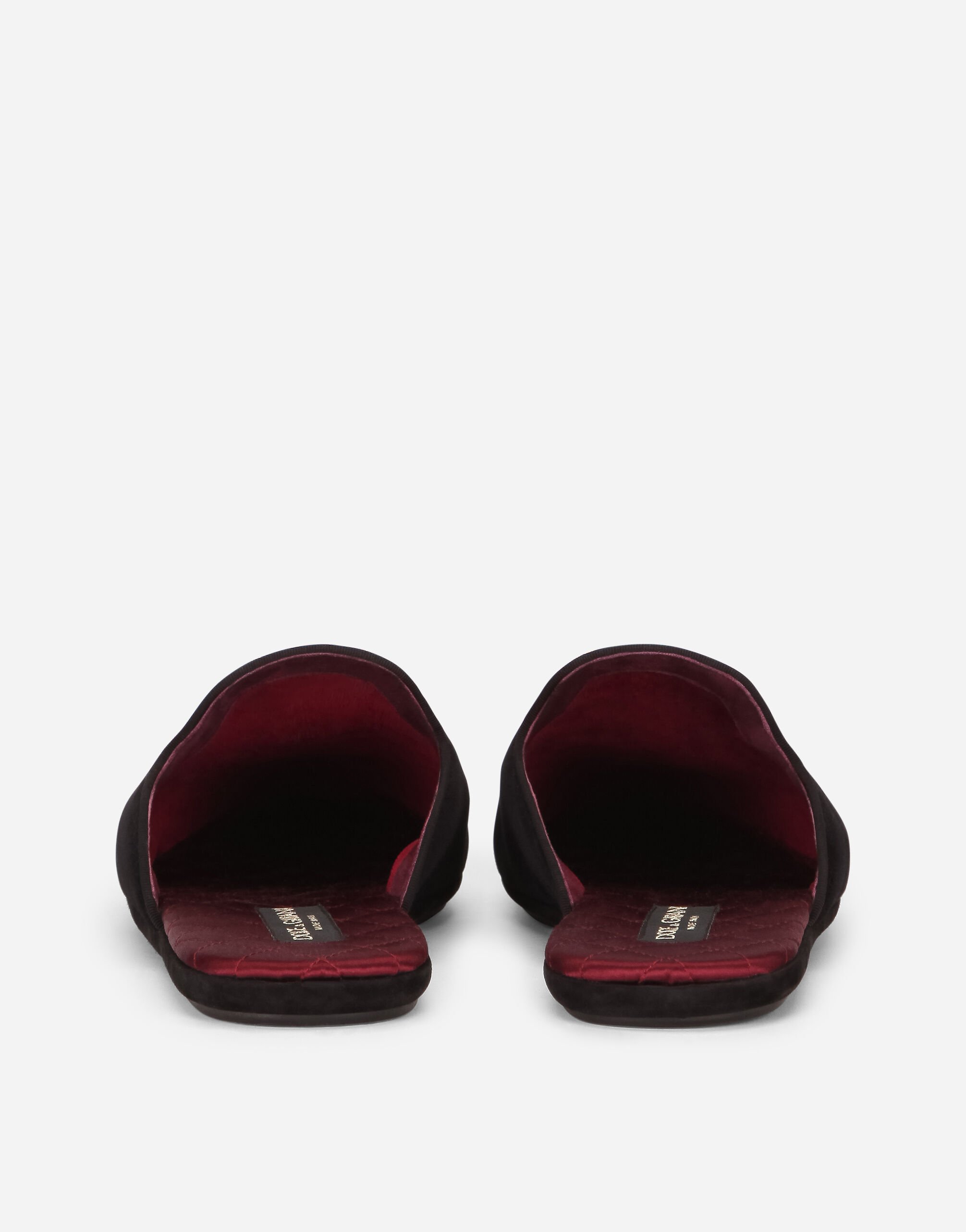 Velvet slippers with cross embroidery in Black for Dolce Gabbana US