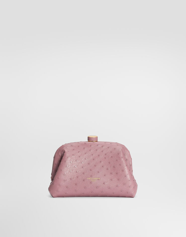 Dolce & Gabbana حقيبة يد Grandma Mini من جلد نعام وردي BB7993B8G31