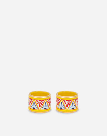 Dolce & Gabbana Set 2 Medium Porcelain Napkin Rings Multicolor TCGS06TCAEM