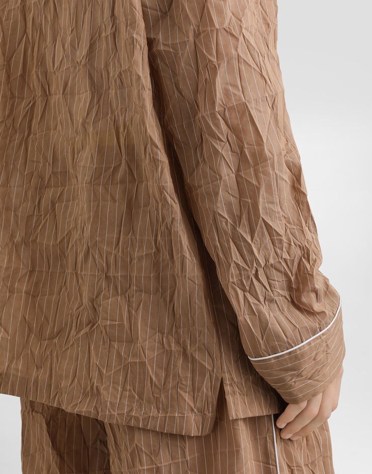 Dolce & Gabbana Crinkled striped fabric shirt-style vanity robe Multicolor G2WK2TFBMFT