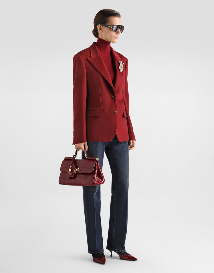 Dolce & Gabbana Ribbed cashmere turtleneck pullover Bordeaux FXW95TJBW25