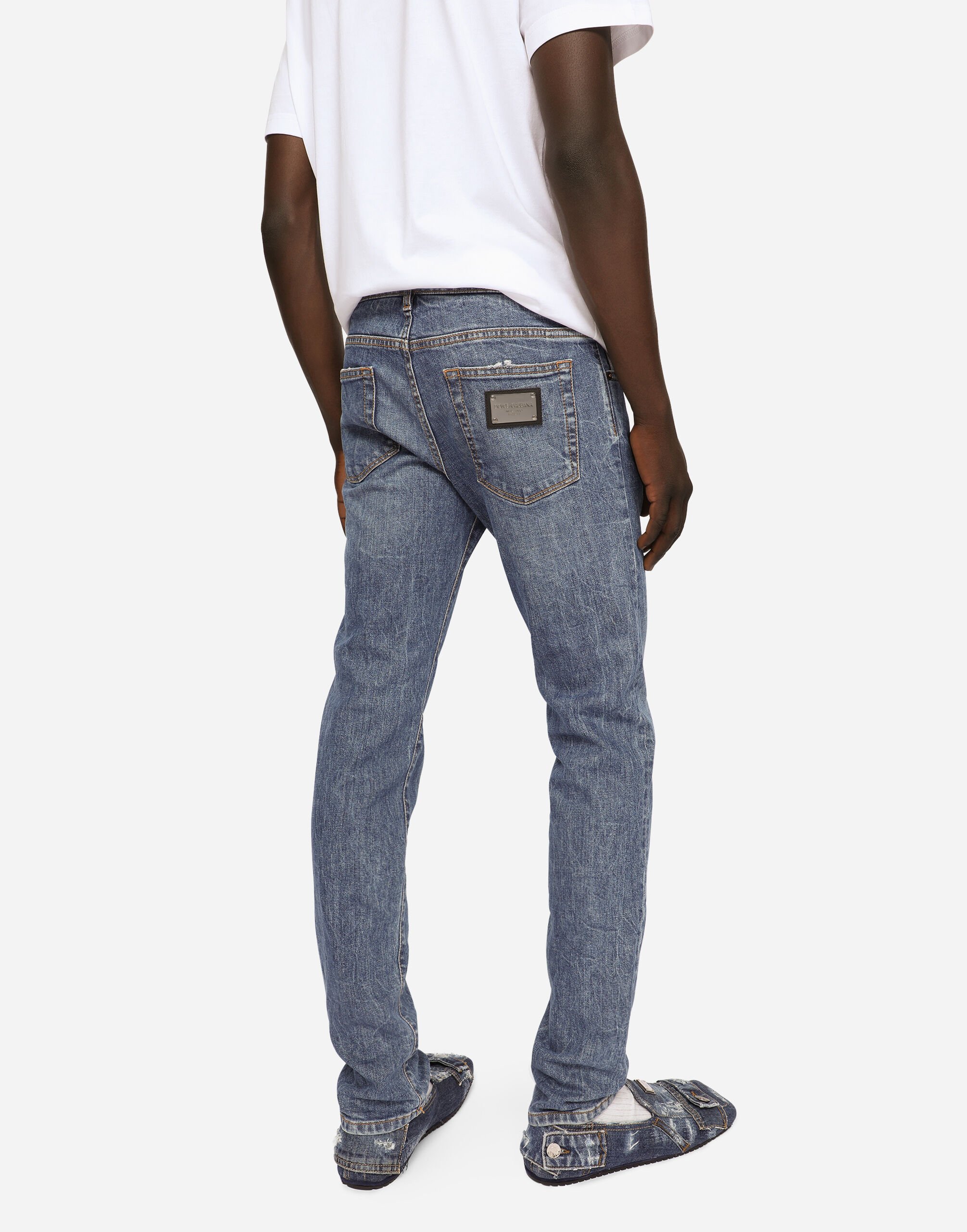 Light blue wash skinny stretch jeans in Multicolor for