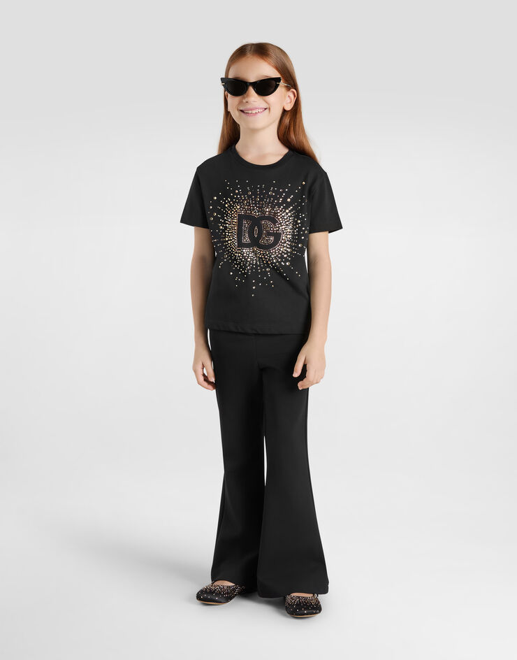 Dolce & Gabbana Camiseta de punto y strass Negro L5JTNKG7N6B