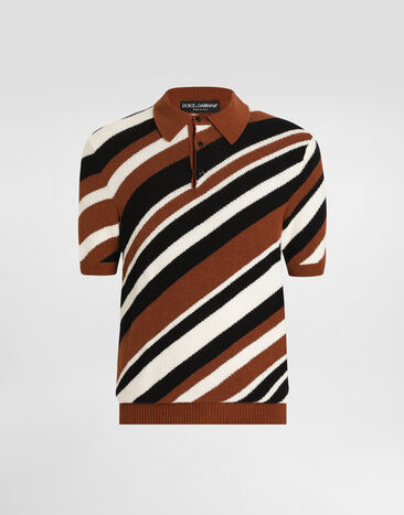 Dolce & Gabbana Short-sleeved cotton polo-shirt with striped inlay Multicolor GXZ64TJFMMS
