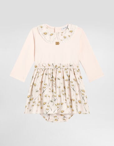 Dolce & Gabbana Flower-print interlock dress with DG logo Multicolor L2JDAOG7PJK
