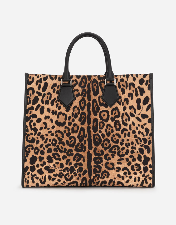 Dolce & Gabbana Leopard-print canvas shopper with calfskin nappa details Multicolor BM1796AY859