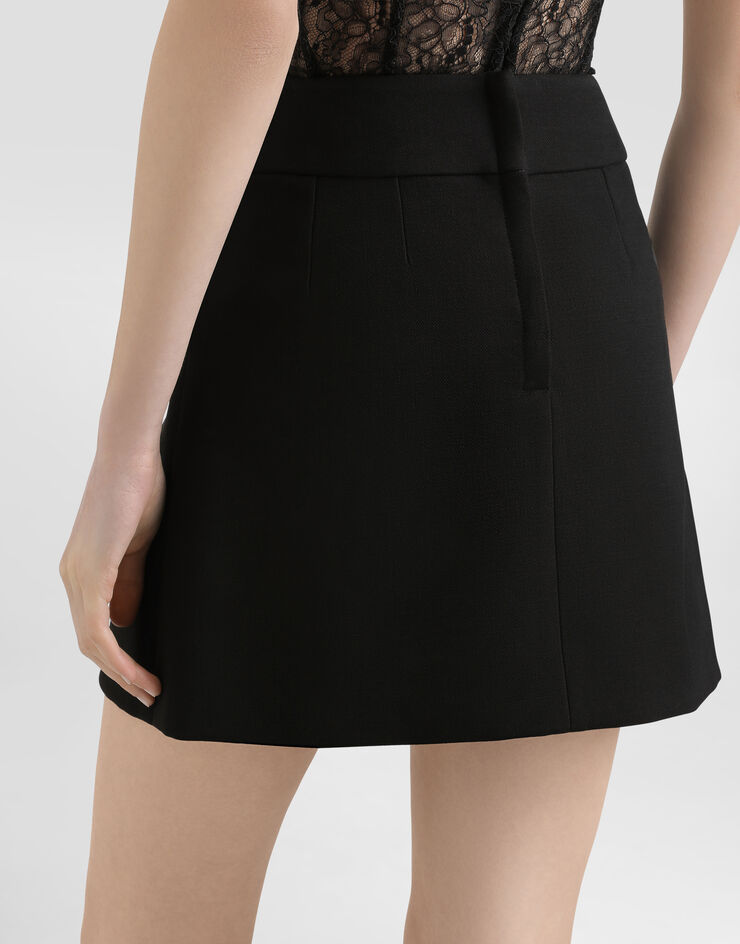 Dolce & Gabbana Rock mit Schößchen aus Doppelkrepp Schwarz F4C4PTFU2L8
