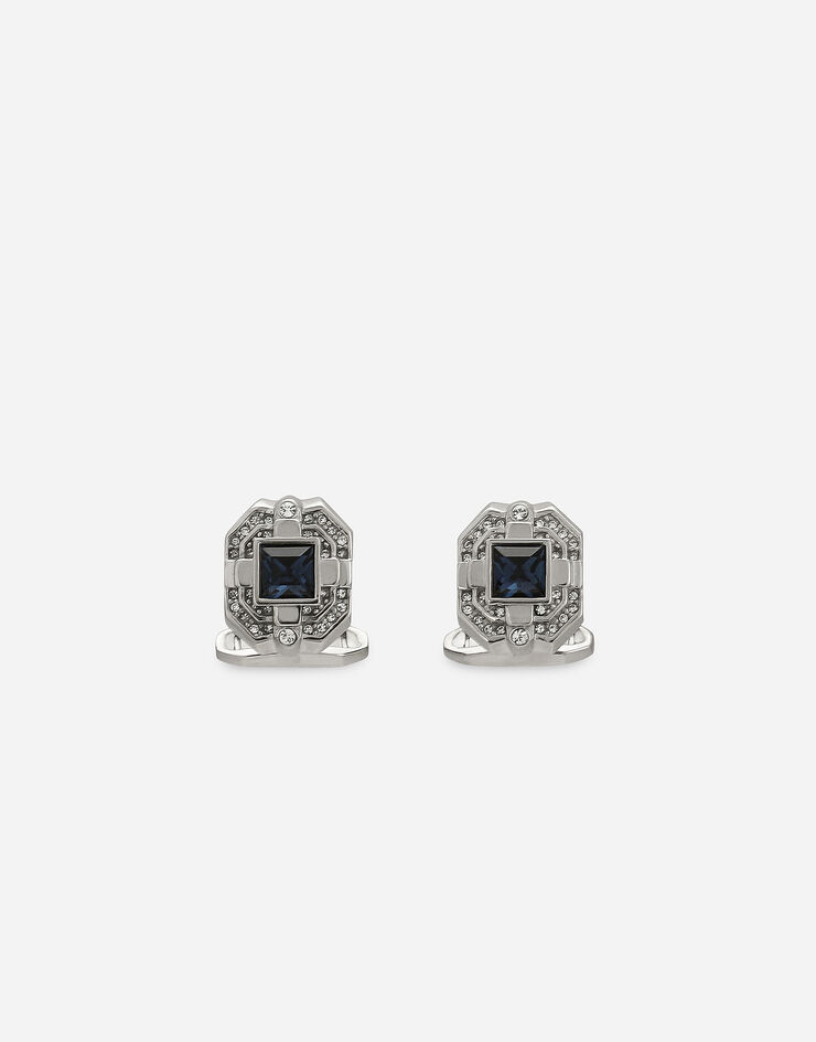Dolce&Gabbana Запонки из серебра с хрустальными стразами синий WFMS1AW1WCL