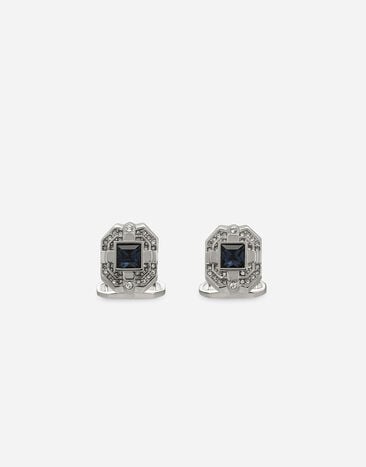 Dolce & Gabbana Silver cufflinks with crystal rhinestones Black G2RR6TFUBGC