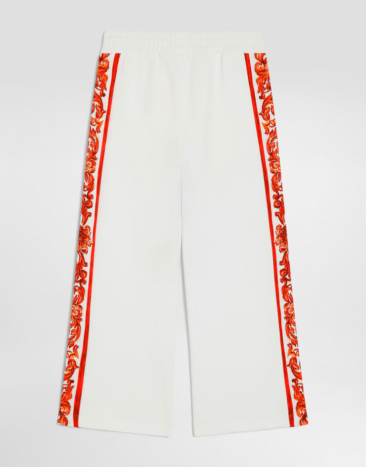 Dolce & Gabbana Majolica-print fleece trousers White L5JPI8G7P4K