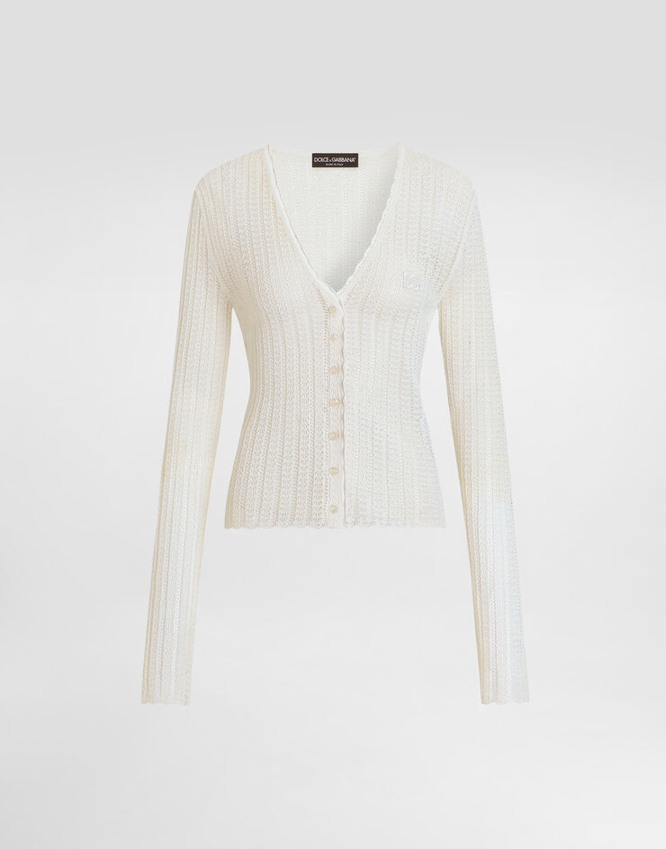 Dolce & Gabbana Cotton lace-knit cardigan White FXVE5ZJGMEN