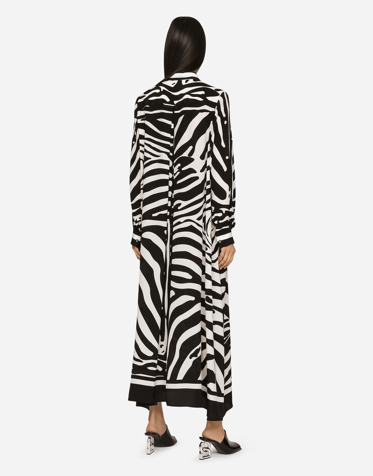 Dolce & Gabbana Kaftan aus Crêpe de Chine Zebraprint Mehrfarbig F6AFATHI1DU