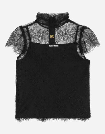 Dolce & Gabbana Short-sleeved lace top Black EB0003AB000