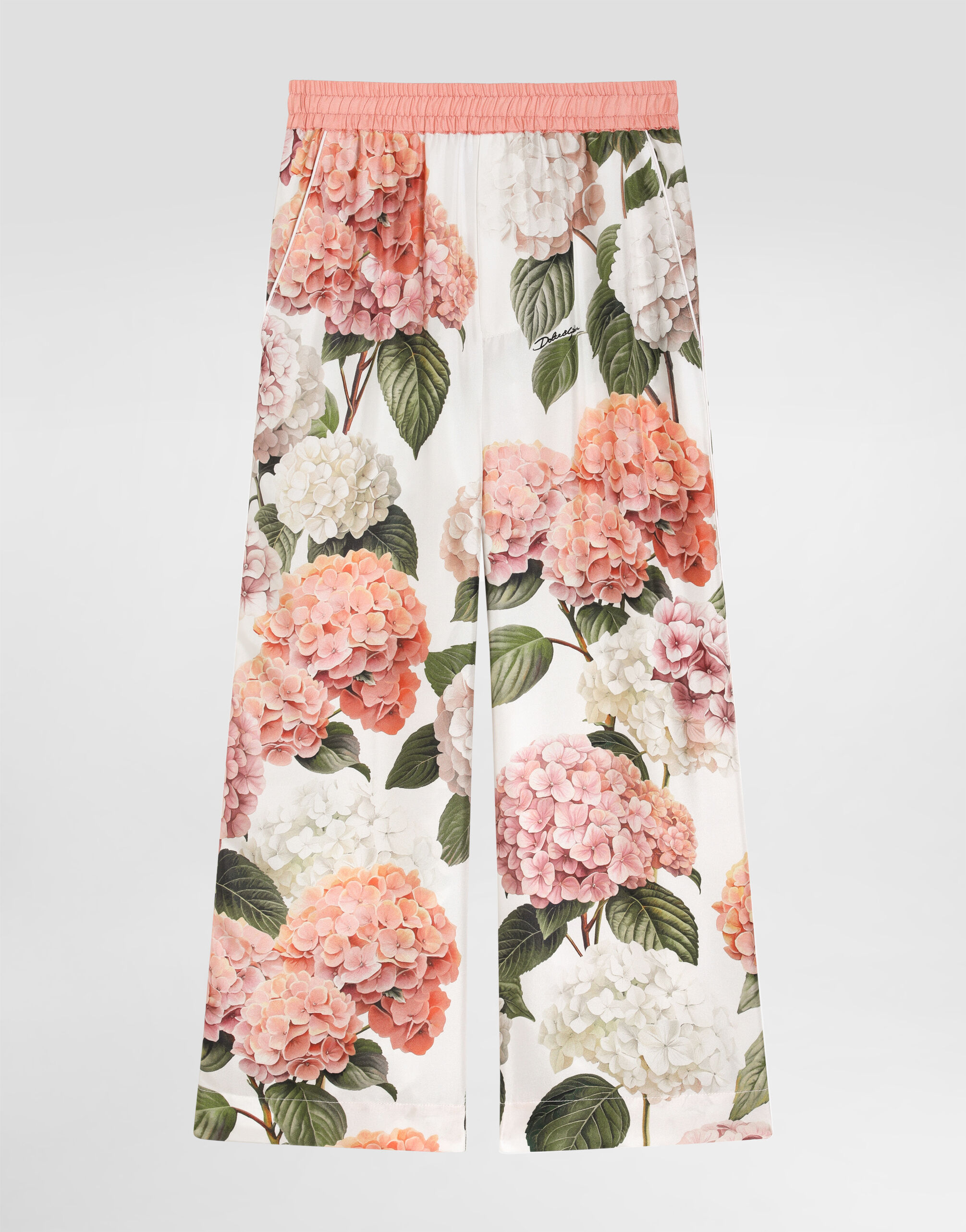 Hydrangea-print vanity twill trousers in Multicolor for Girls