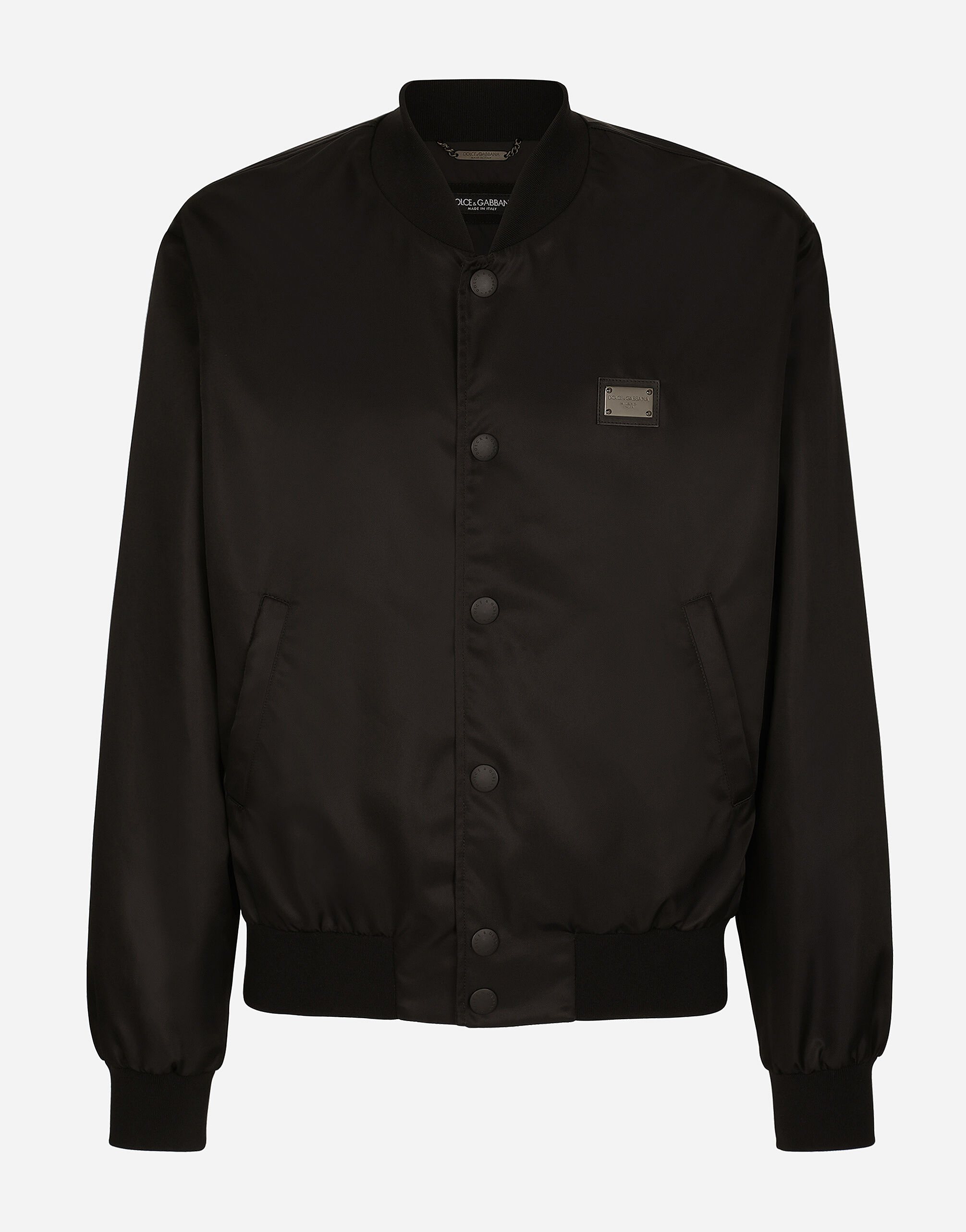 Dolce & Gabbana Blouson en nylon avec plaquette à logo Noir G036CTFUSXS