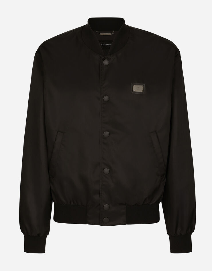 Dolce&Gabbana Blouson en nylon avec plaquette à logo Noir G9ZO1TG7F2K