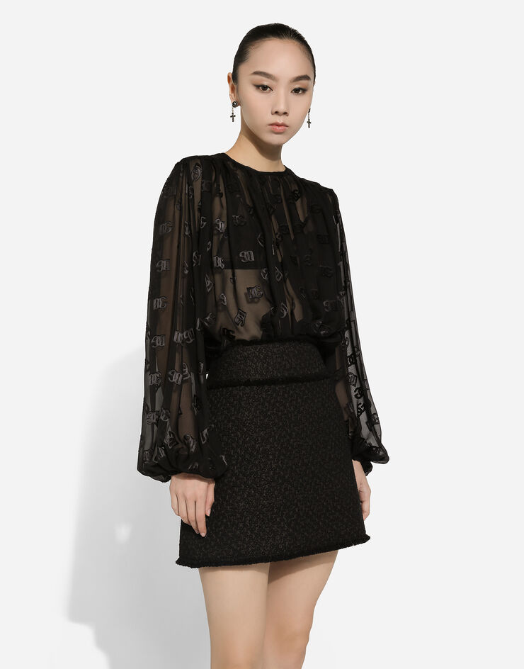 Dolce & Gabbana Minigonna in tweed Rachel Nero F4CR5TGDCLW