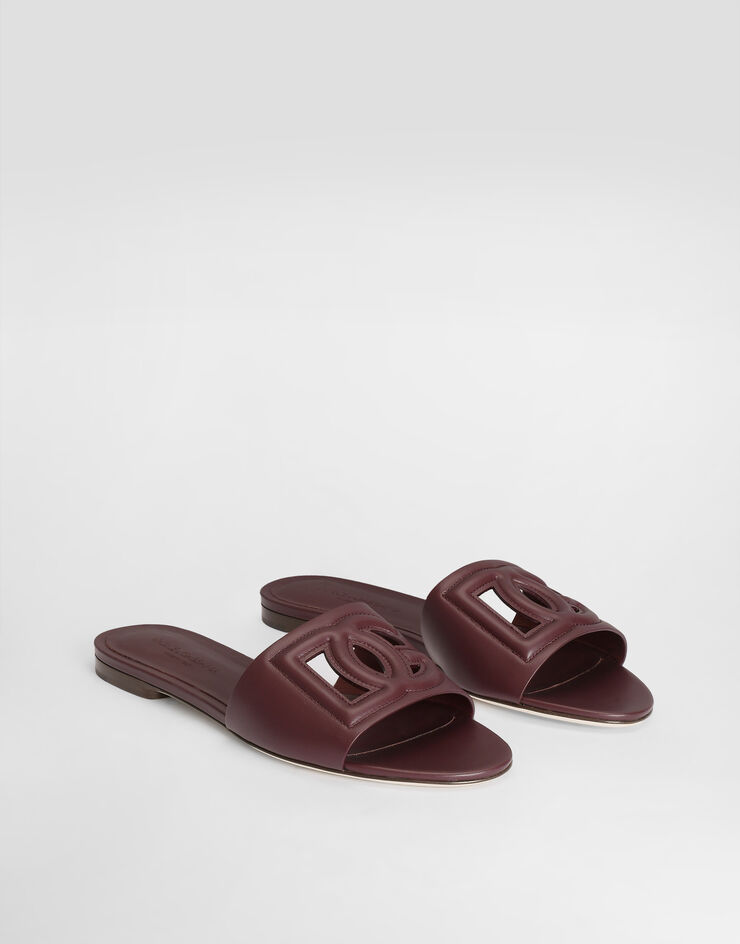 Dolce & Gabbana Mules en cuir de veau à logo DG Bordeaux CQ0436AY329