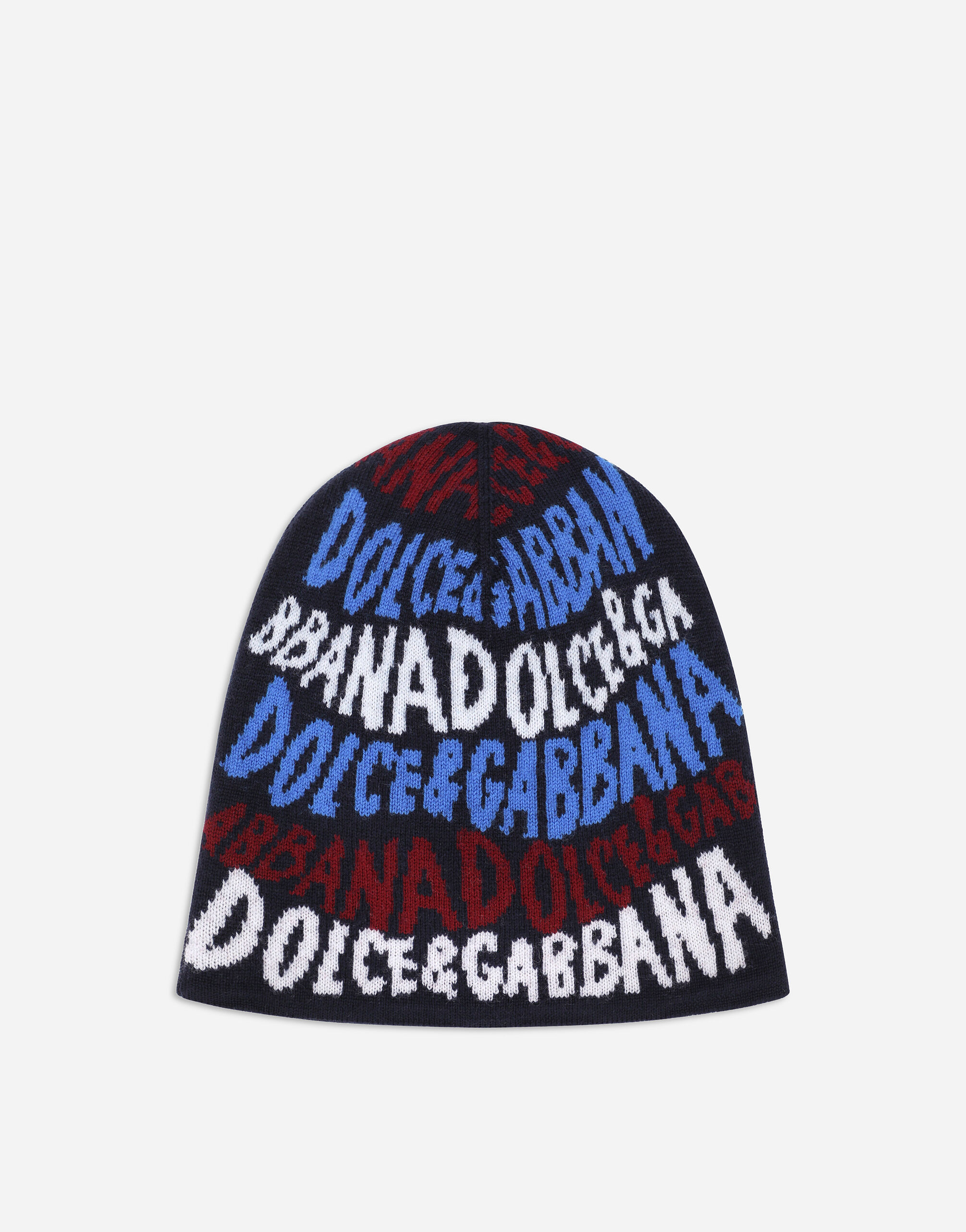 Jacquard knit hat with Dolce&Gabbana logo in Multicolor for Men