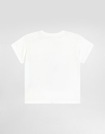 Dolce & Gabbana Jersey-T-Shirt mit Dolce&Gabbana-Logo Weiss L1JTEYG7OK2