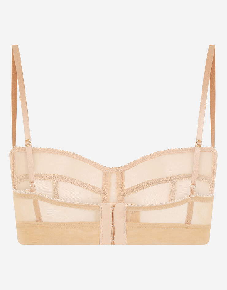 Dolce & Gabbana Tulle balconette bra with DG logo Multicolor O1C75TONL34
