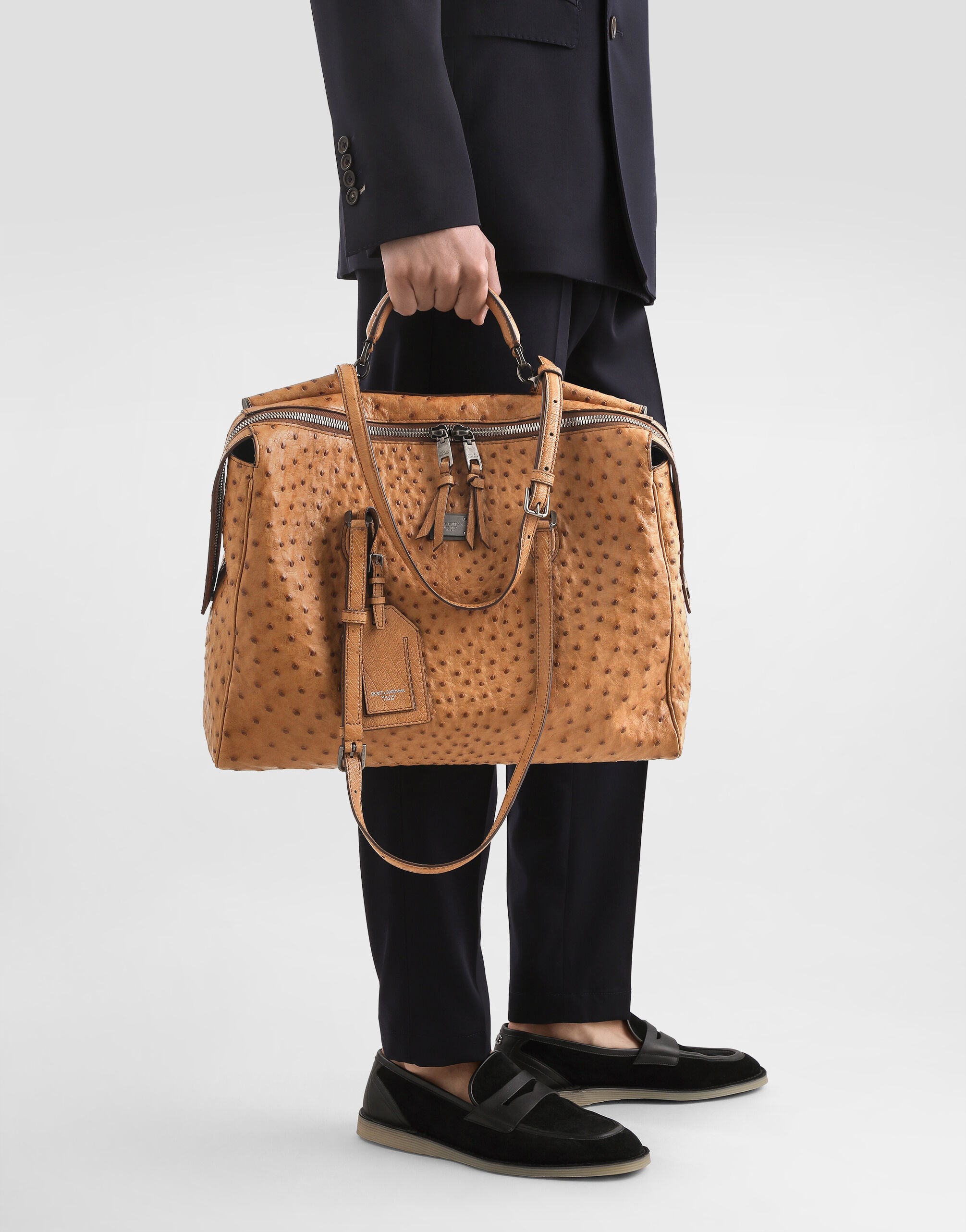 Vittoria ostrich leather handbag in Beige for Men | Dolce&Gabbana® US