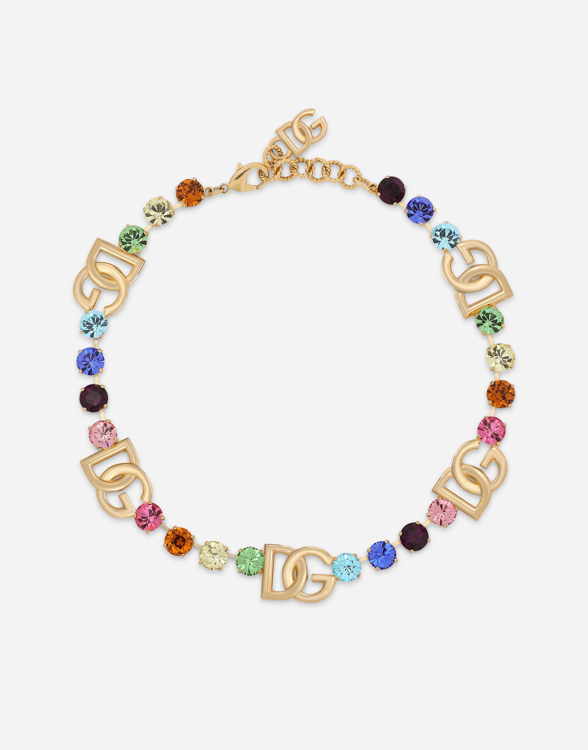 Dolce & Gabbana Short necklace with colorful rhinestones and DG logo Multicolor FY357AGDAJC