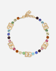 Dolce & Gabbana Short necklace with colorful rhinestones and DG logo Gold WEN6L2W1111