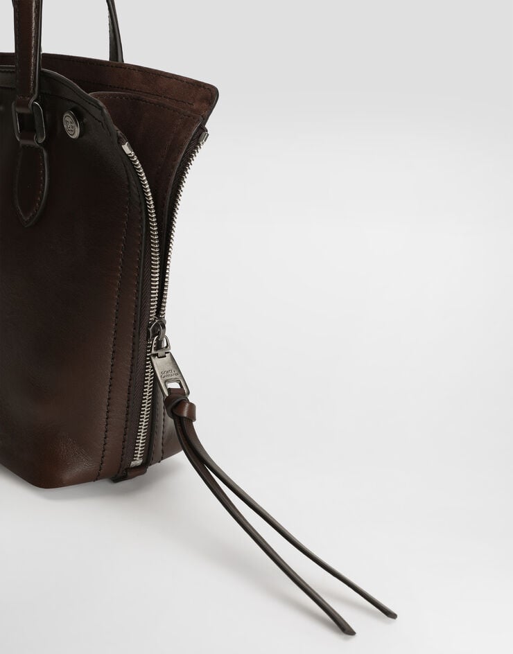 Dolce & Gabbana Atene tempesta calfskin shopping bag Brown BM7890AU994