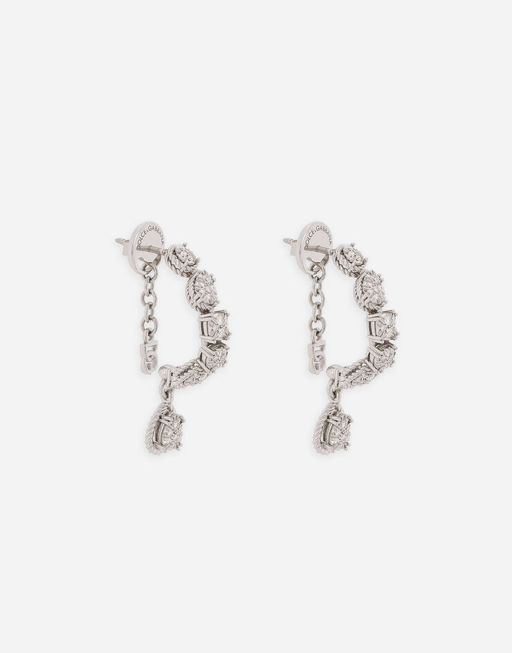 Dolce & Gabbana Boucles d’oreilles Easy Diamond en or blanc 18 ct avec pavé de diamants Blanc WEQD1GWPAVE