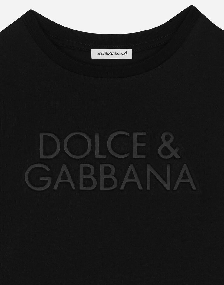 Dolce & Gabbana Jersey T-shirt with Dolce&Gabbana logo Black L4JTHUG7N0D