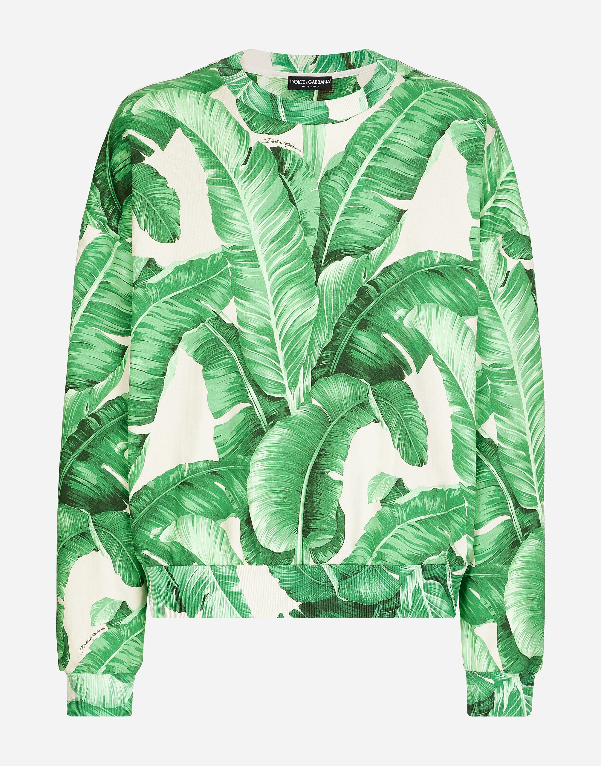 Dolce & Gabbana Round-neck sweatshirt with banana tree print Beige BM2259AN233