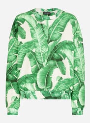 Dolce & Gabbana Round-neck sweatshirt with banana tree print Black G9AKATHU7PP
