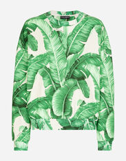 Dolce&Gabbana Round-neck sweatshirt with banana tree print Grey G8RF4TG7K0C