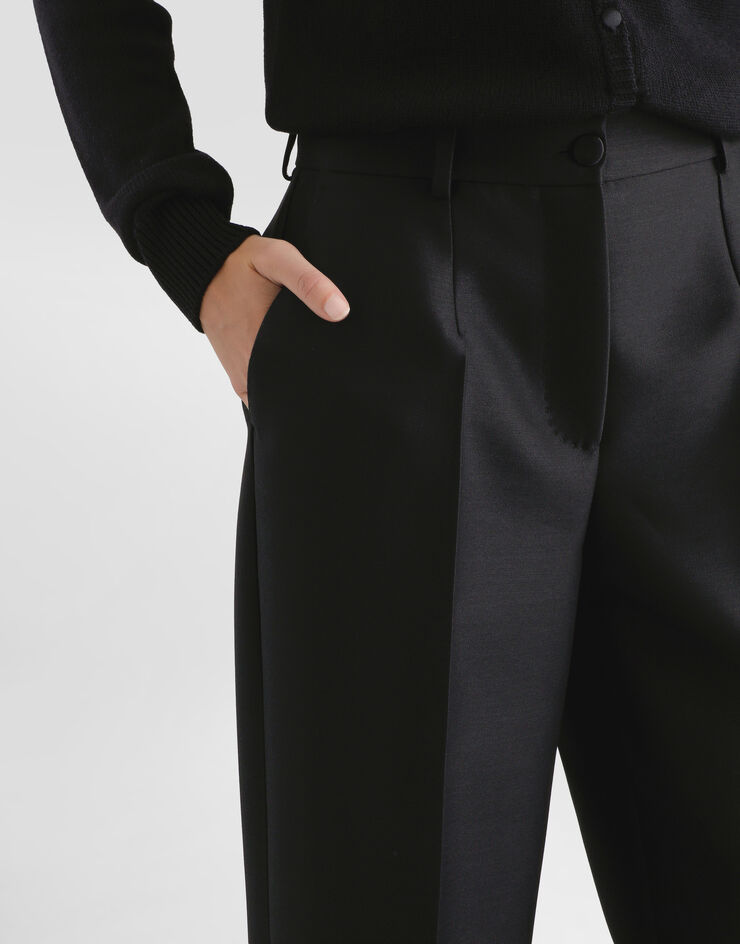 Dolce & Gabbana Wool and silk faille trousers Black FTC18TGDC6P