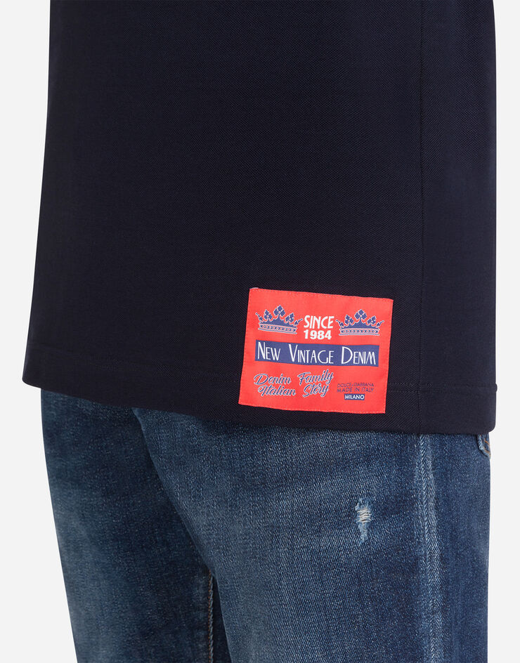 Dolce & Gabbana Piqué cotton polo shirt with patch AZUL G8KC5TFU7EN