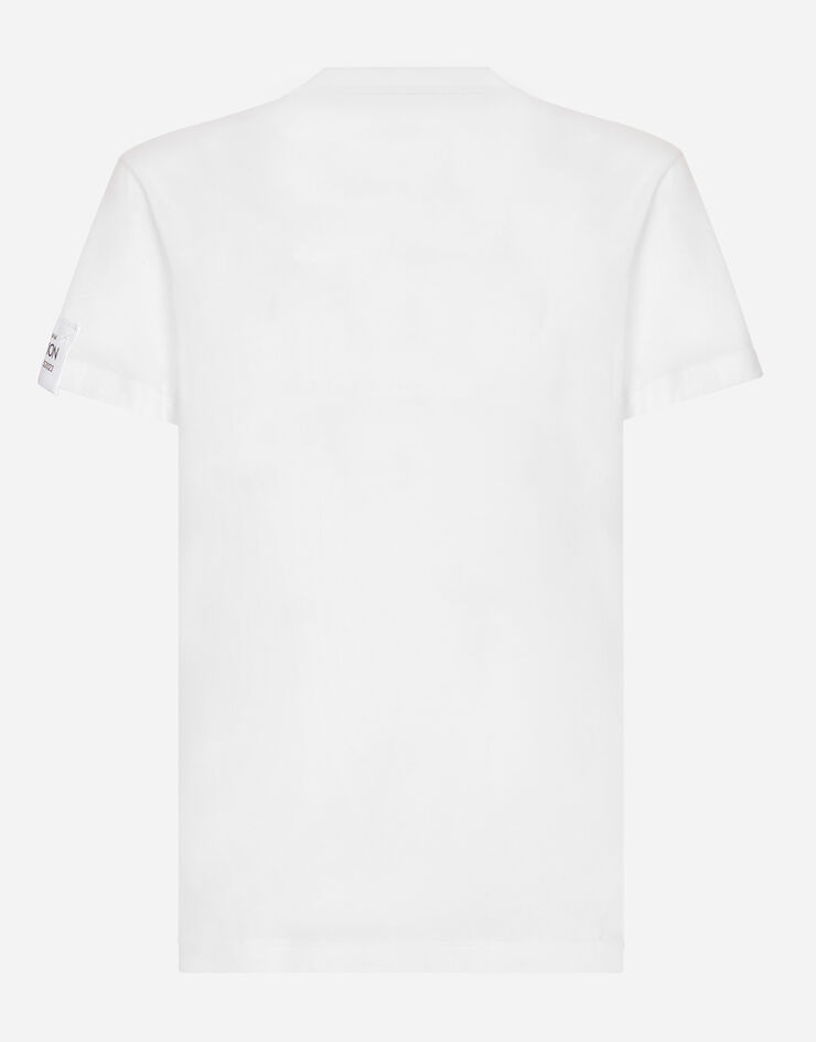 Dolce & Gabbana Cotton round-neck T-shirt with patch White G8QI4TFU7EQ