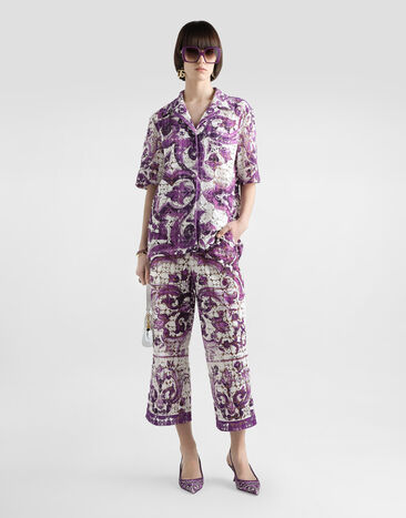 Dolce & Gabbana Majolica-print crochet lace trousers Multicolor FTDBTTHH5EU
