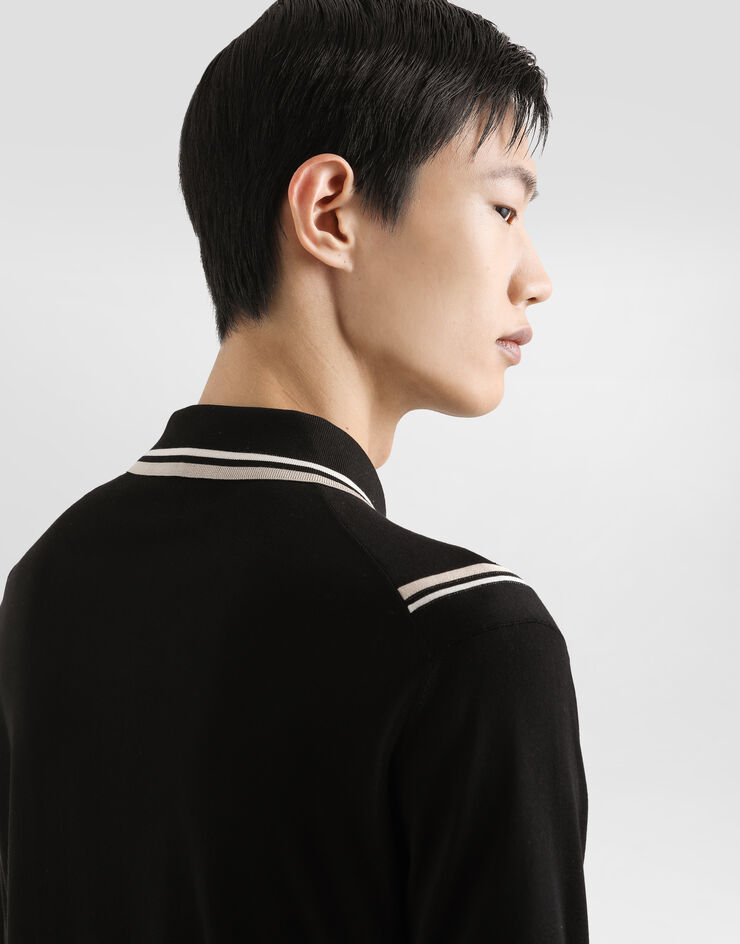 Dolce & Gabbana Satin silk polo shirt with inlay Multicolor GXZ02TJBSLS