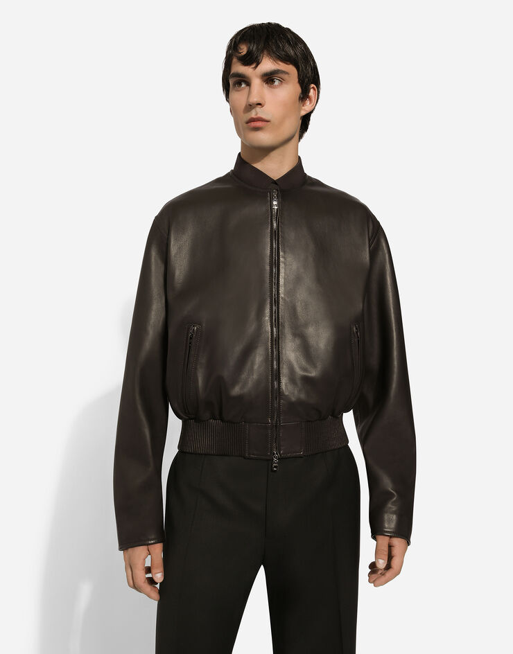 Dolce & Gabbana Leather bomber jacket Brown G9AXHLHULVD